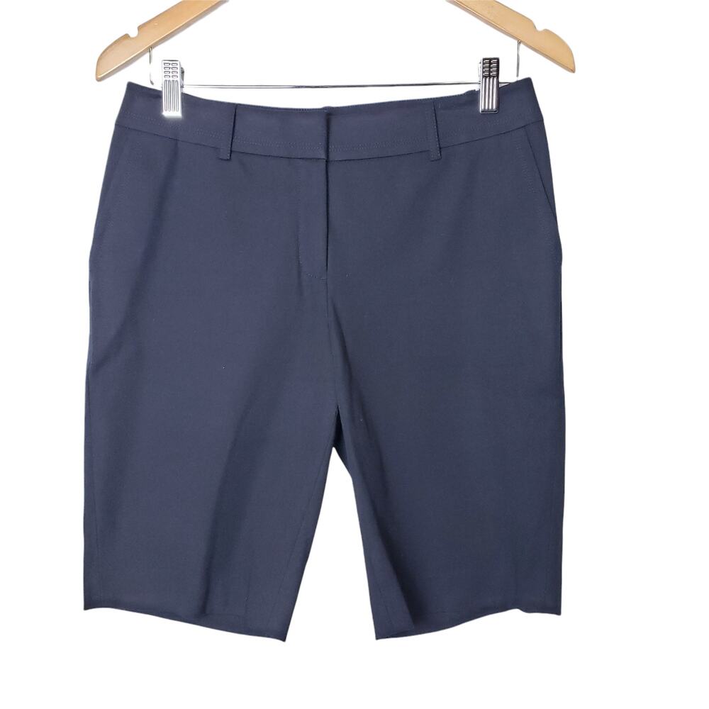 Lafayette 148 NY Bermuda Shorts Cotton Blend‎ Pockets Side Slits Black Size 2